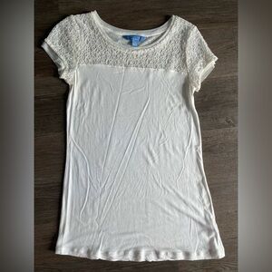 Simply Vera Vera Wang White Lace Top Basic Womens S Tee Shirt Lightweight Summer